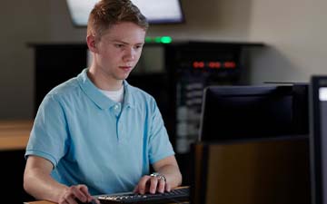 Student at computer